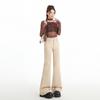 Khaki non-stick leg slightly pulled jeans women's autumn and winter new Spice Girl low-rise slim-fitting and thin flared pants