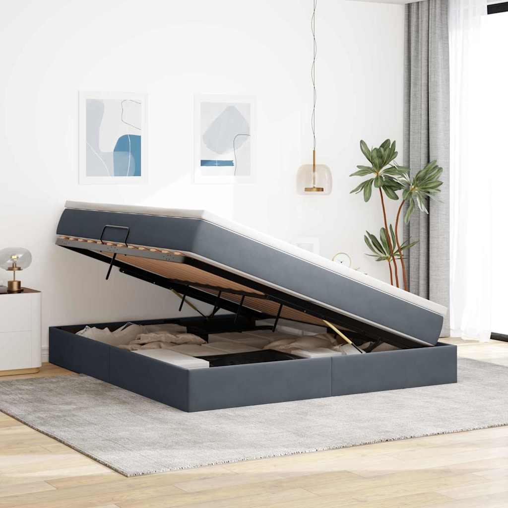 Storage Bed with Mattress Dark Gray 160 x 200 cm Velvet