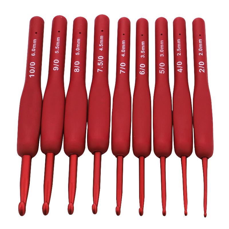 9pc/set DIY knitting needles, sweater crochet hook set, elegant, durable, DIY knitting enthusiasts hand weave tool, pink or red