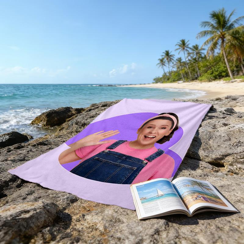 1pc Ms Rachel3 Beach Towel, Beach and Seaside Swimming Pool Equipment, Fashion Pattern, Rectangular, Travel Essentials