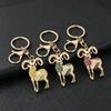 Golden Bighorn Sheep Rhinestone Inlaid Keychain Sturdy Clasp Lightweight Key Ring for Car Key Purse Bag Ornament