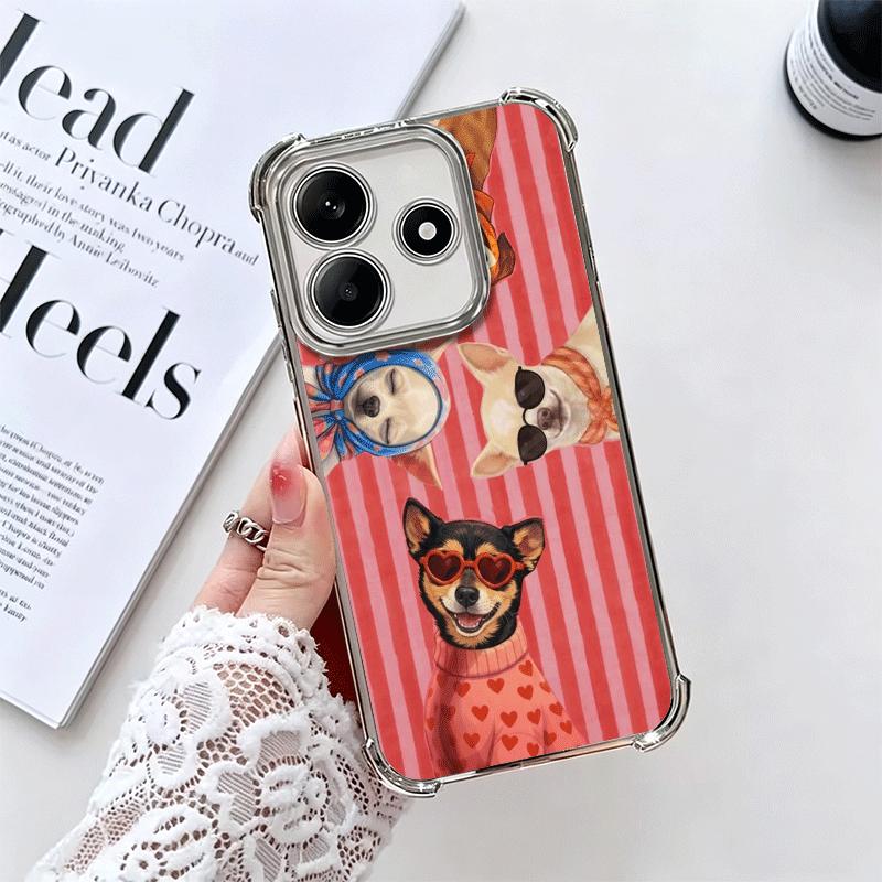 Chihuahua Puppy Teacup Dog Plating Phone Case For Xiaomi Redmi Note 14 15 Pro Plus 13 12 11 11S 11T 10 9S 9 5G Anti-Fall Airabag