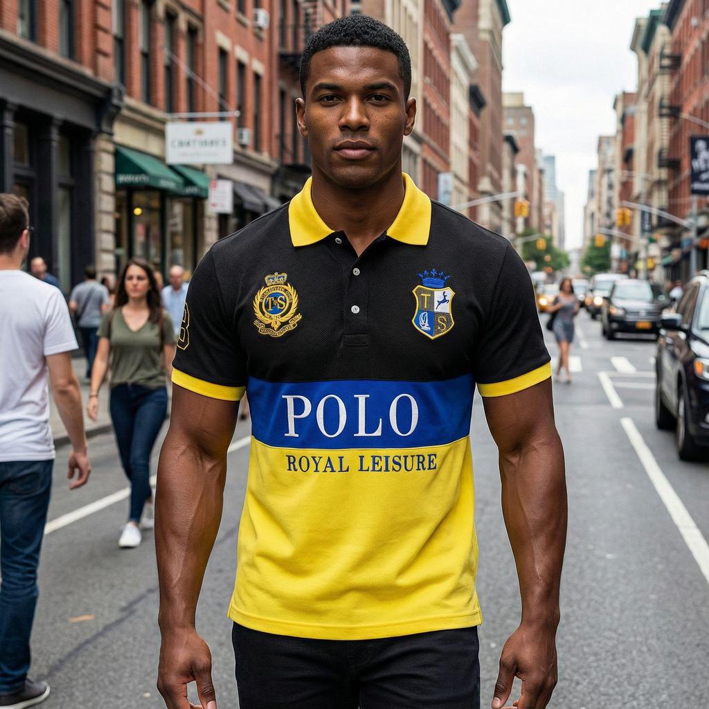 European and American Men's Short Sleeve Polo - British Style Sports Casual Cotton Embroidered Plus Size