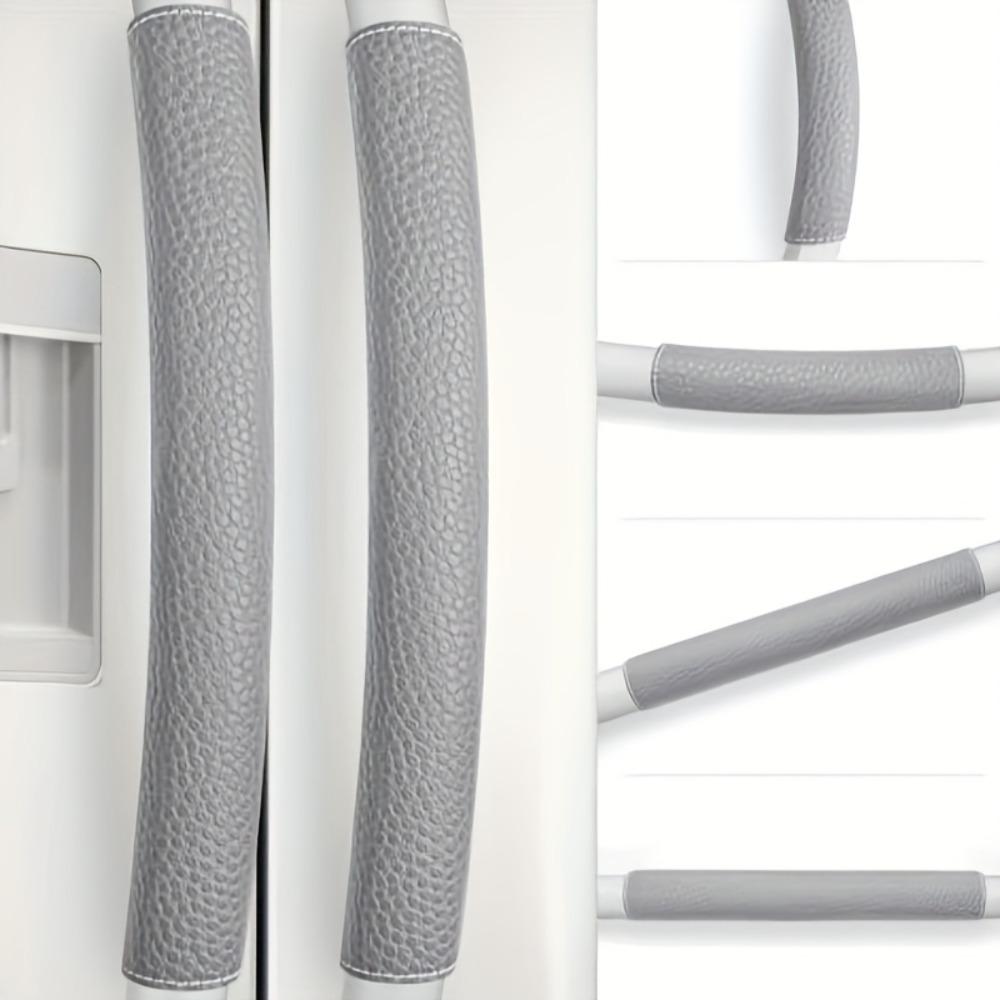 2PCS Thickened Faux Leather Kitchen Refrigerator Door Handle Covers Microwave Anti Slip Cover Dishwasher Anti Collision Cover 16x12cm