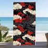 Retro Oriental Lucky Cloud Microfiber Beach Towel Vibrant Purple Smoke Pattern Bath Blanket Psychedelic Pool Towels
