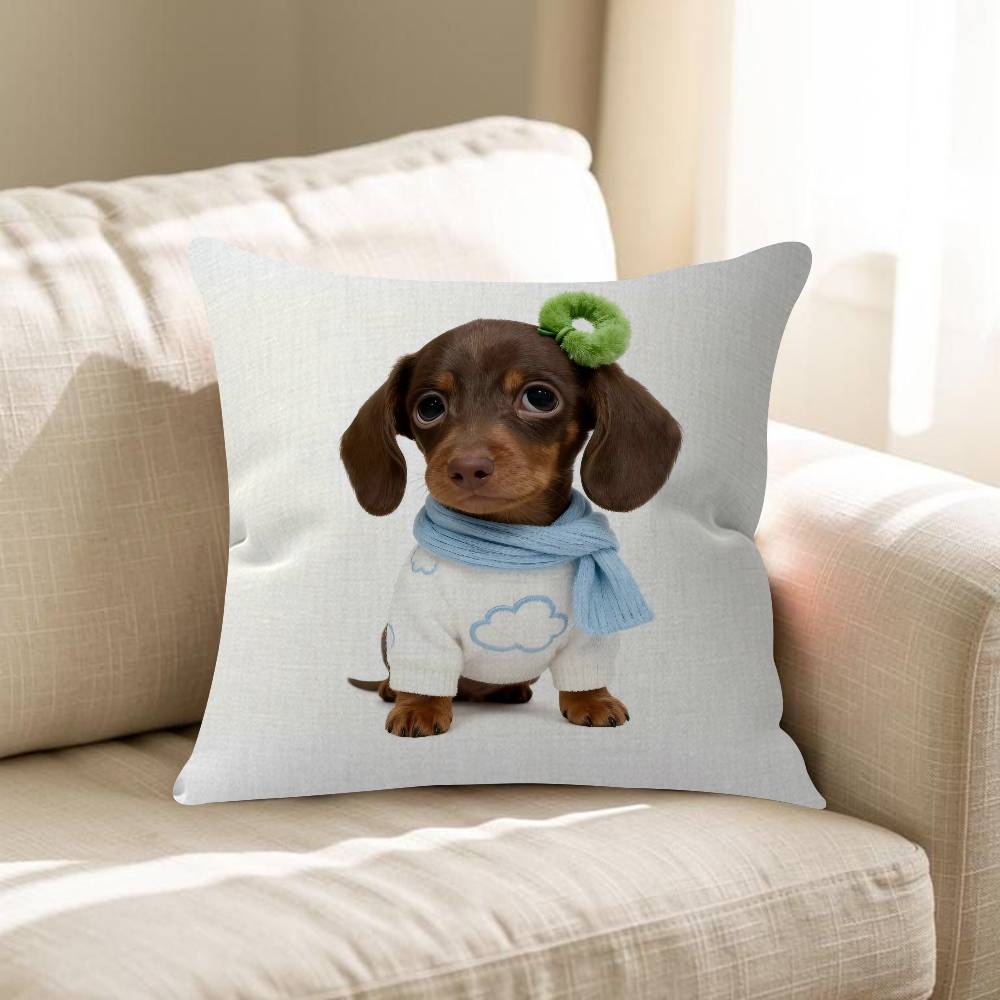 Cute Dachshund Dog Cushion Cover Inches Farmhouse Decor Home Throw Pillow Covers For Couch Decorations