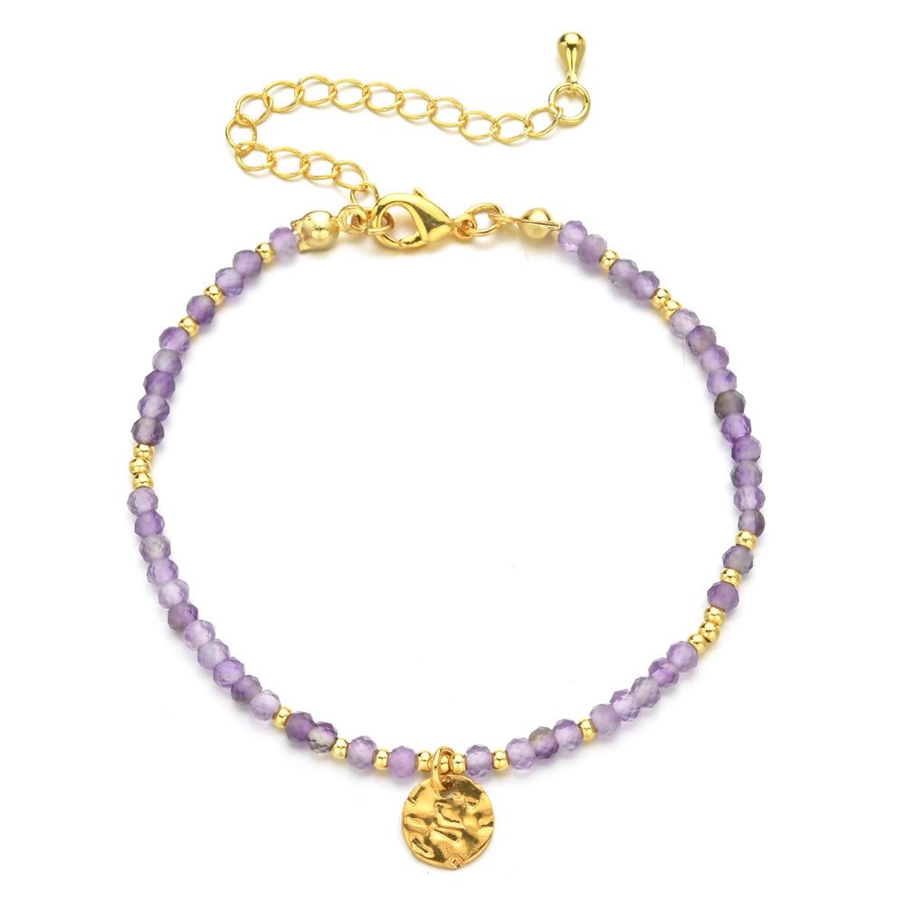 Fashionable Irregular Natural Stone Beaded Bracelet, Ethnic Style Stainless Steel Colored Jewelry Bracelet