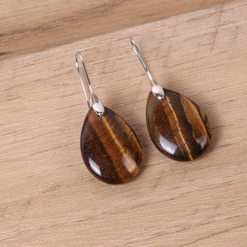 Natural Crystal Stone Water Drop-shaped Ear Hook Earrings for Women Girls Agate Stone Reiki Healing Earrings Hook Earrings 1Pair