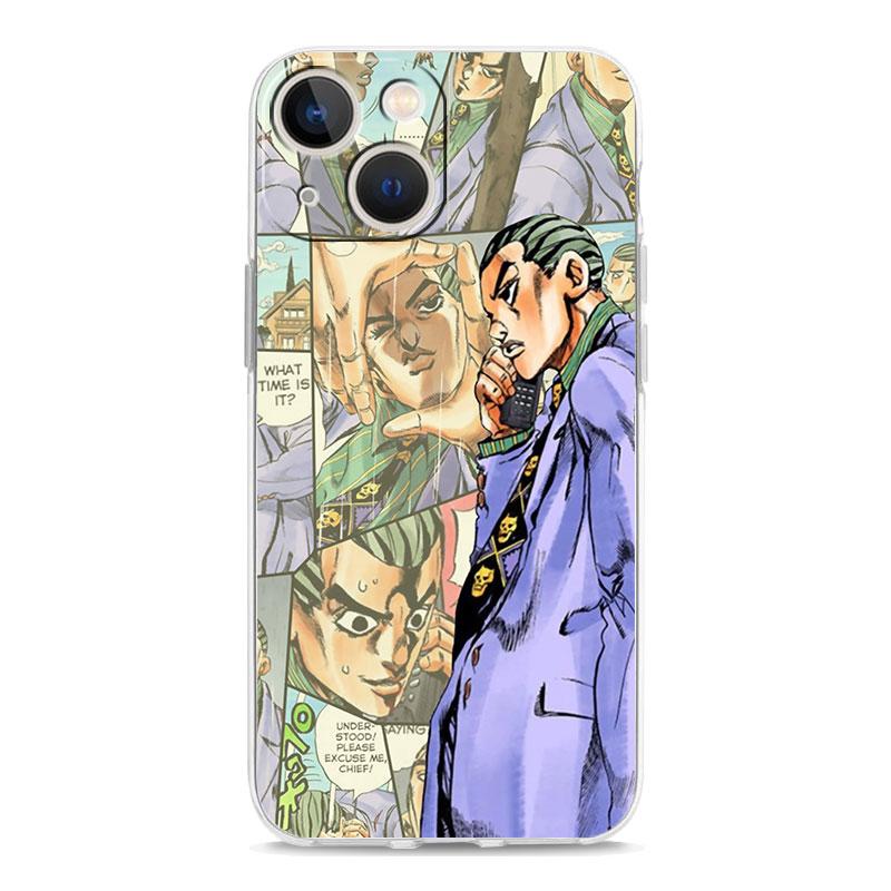 JoJo Bizarre Adventure Transparente, weiche Handyhülle für iPhone 14 13 12 11 Pro Max XS X XR SE 7 8 Plus stoßfeste TPU-Klarsichthülle