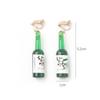 Korean Soju Beer Bottle Earrings: Quirky, Green Glass, Painless Ear Clips, Exaggerated, Funny Personality, Niche Design