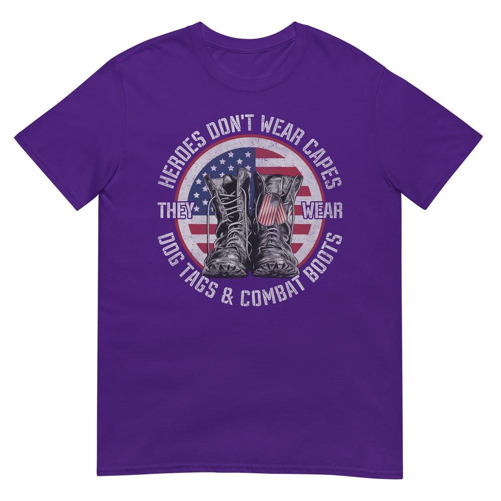Heroes Dont Wear Capes They Wear Dog Tags Combat Boots Unisex Tshirt