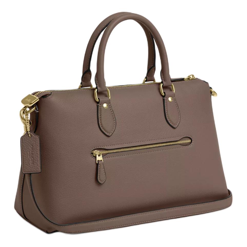 Coach Georgia 34 Reißverschluss Oben Exquisites genarbtes Leder Schulter Crossbody Tote Tasche Große Damen taschen Dunkel-Stein CR156-IMV2R