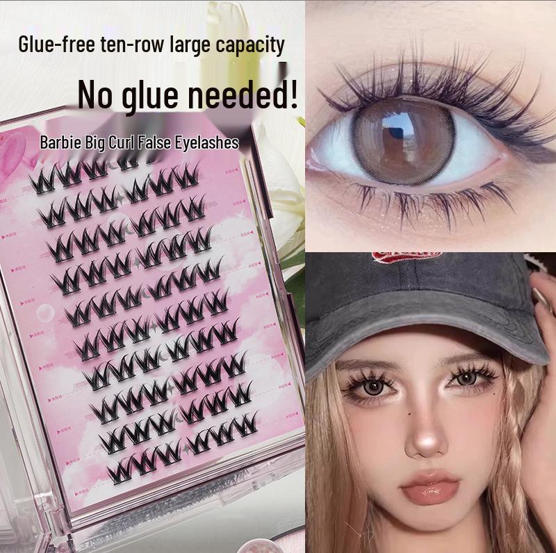 Lotus Elf Girl Glue-Free Removable False Eyelashes - Super Fine Lightweight Single Cluster