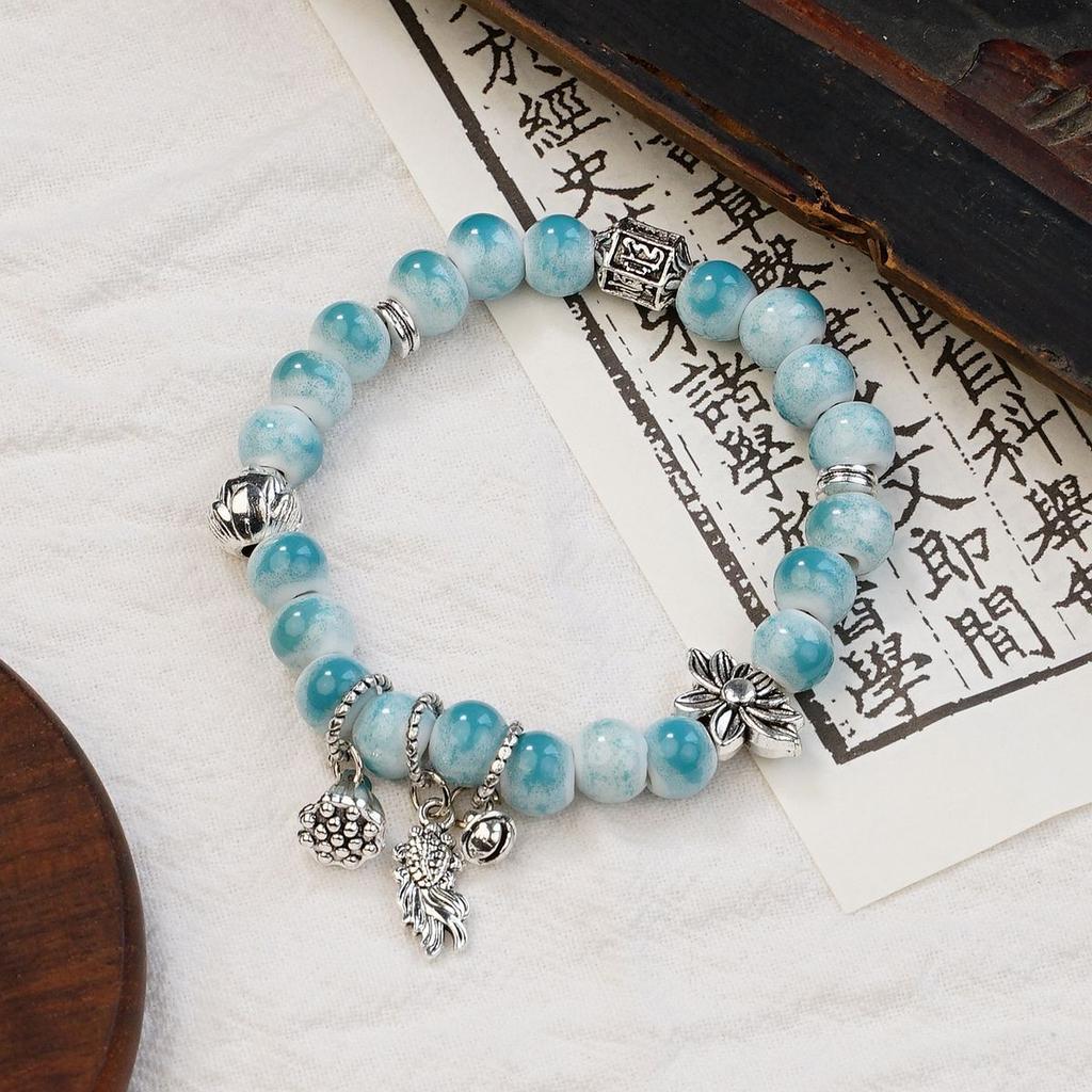 Ceramic beaded bracelet small fresh ancient style national style simple bracelet summer