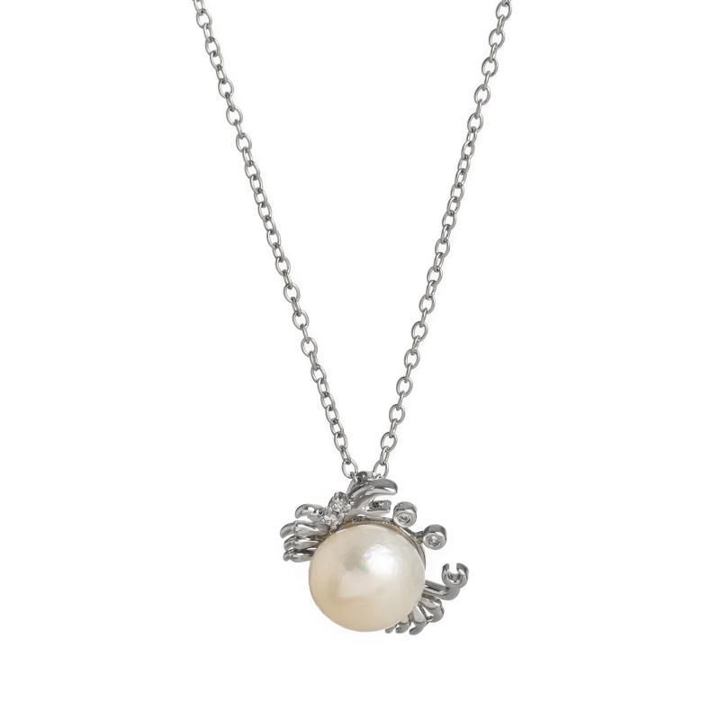 Baroque Pearl Whale Crab Pendant Necklace For Women Ocean Style Jewelry For Women Gift