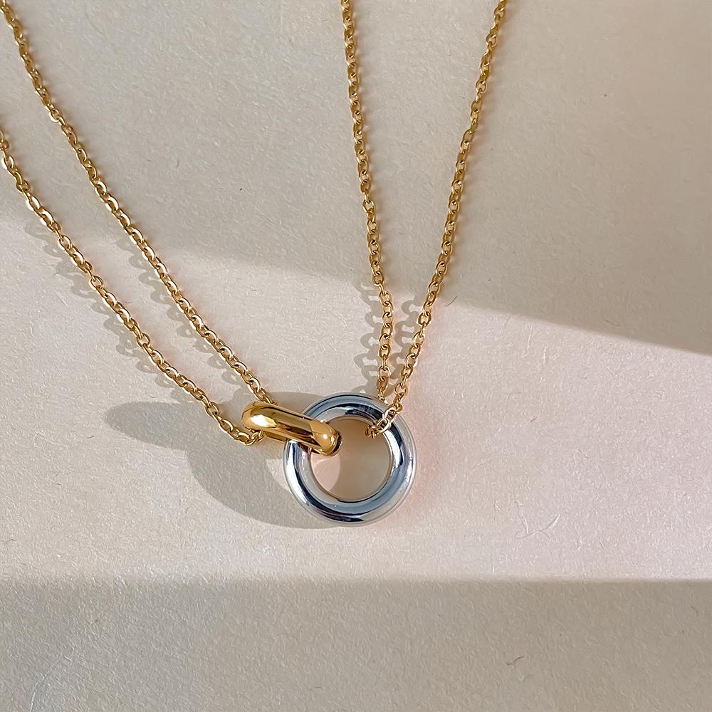 eManco Stainless Steel two-color pendant Necklaces For Women Chokers Trend Fashion Festival Party Gift Jewelry