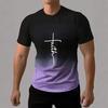 Trendy short-sleeve t-shirt with faith cross print, ideal for casual daily wear.