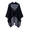 DX Women's Lace Pattern Generous Classic Catwalk Performance Wearing Shawl Pastoral Style Split Cape