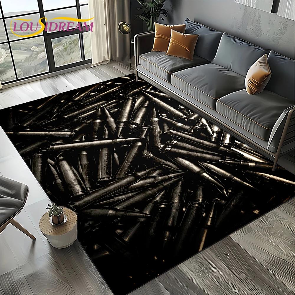 27 Style Retro Guns Pistol Ammunition Bullet Cartridge AK M4 Rug Carpet for Living Room Bedroom Decor,Non-slip for Sofa Doormat