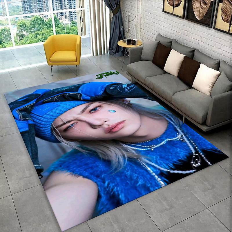 Fashion Kpop Felix Stray Kids Non-Slip Area Rug for Living Room,Bedroom,Playroom,Soft Carpet Floor Mat Home Decor Rug Kids Room