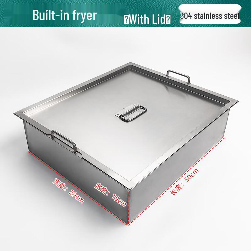 304 Stainless Steel Rectangular Deep Fryer with Lid
