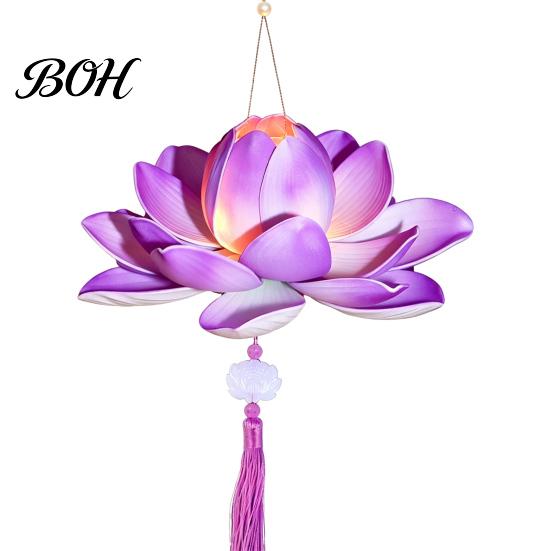 Easy Assembly Craft Kit DIY Lotus Lantern Kit, Handmade Flower Paper with LED Creative Material Set Light, Vintage Decorative Lighting for Wedding