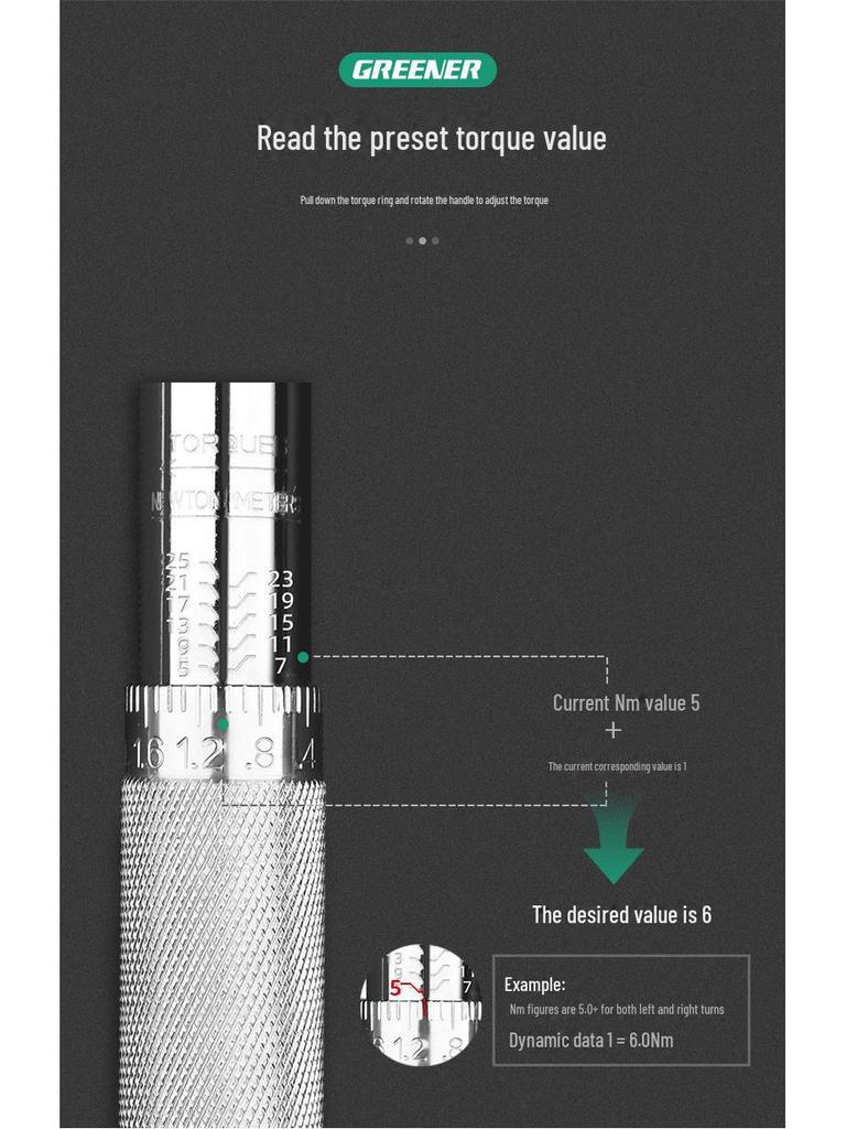 Green Forest High-Precision Adjustable Torque Wrench for Auto Repair and Spark Plug Installation