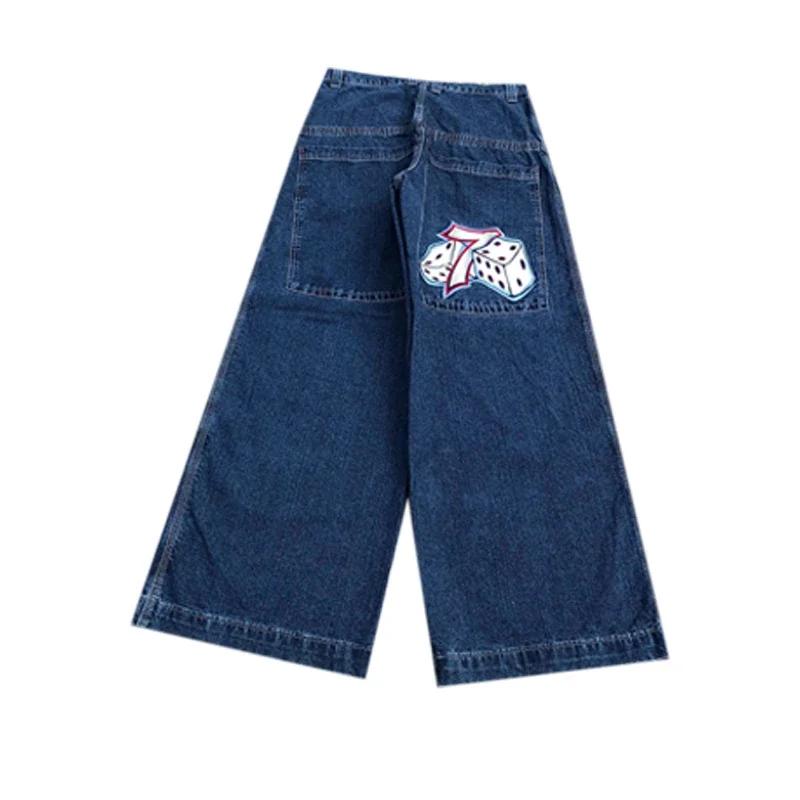 RogueWave Y2K Jeans Goth Printed Graphic Baggy Jeans Fashion Hip Hop Streetwear Harajuku Casual Wide Leg Jeans