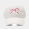 Women'S Autumn And Winter Sheepskin Warm Cap, Fashionable Bow Embroidery Teddy Fur Face-Enhancing Small Baseball Cap