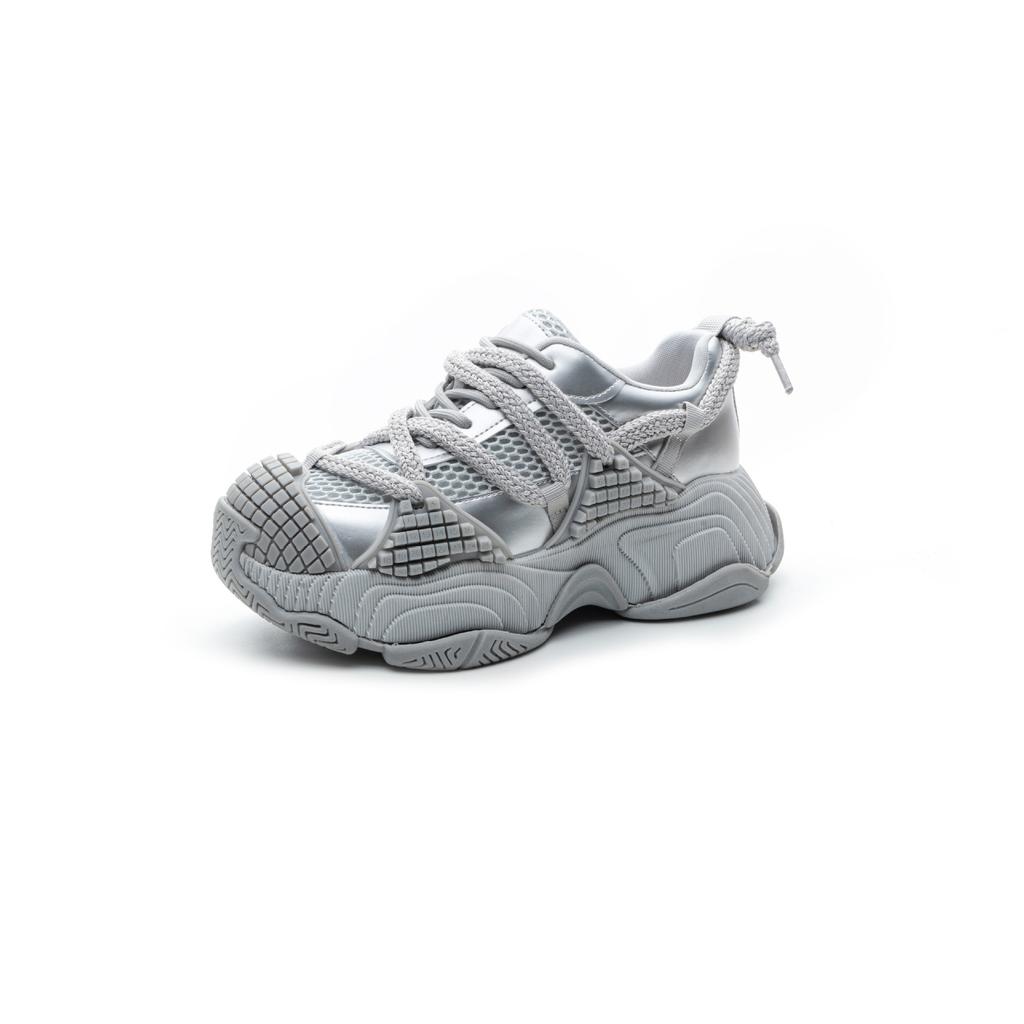 Leather 25 Years Old Summer New Mecha Dad Shoes Women Round Head Mesh Mesh Shoes Thick Sole Heightening Splicing Casual Shoes Women