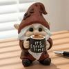 Drinking Coffee Gnome Figurine Holding Coffee Mug Dwarf Statue Handmade Gnome Resin Sculpture Coffee