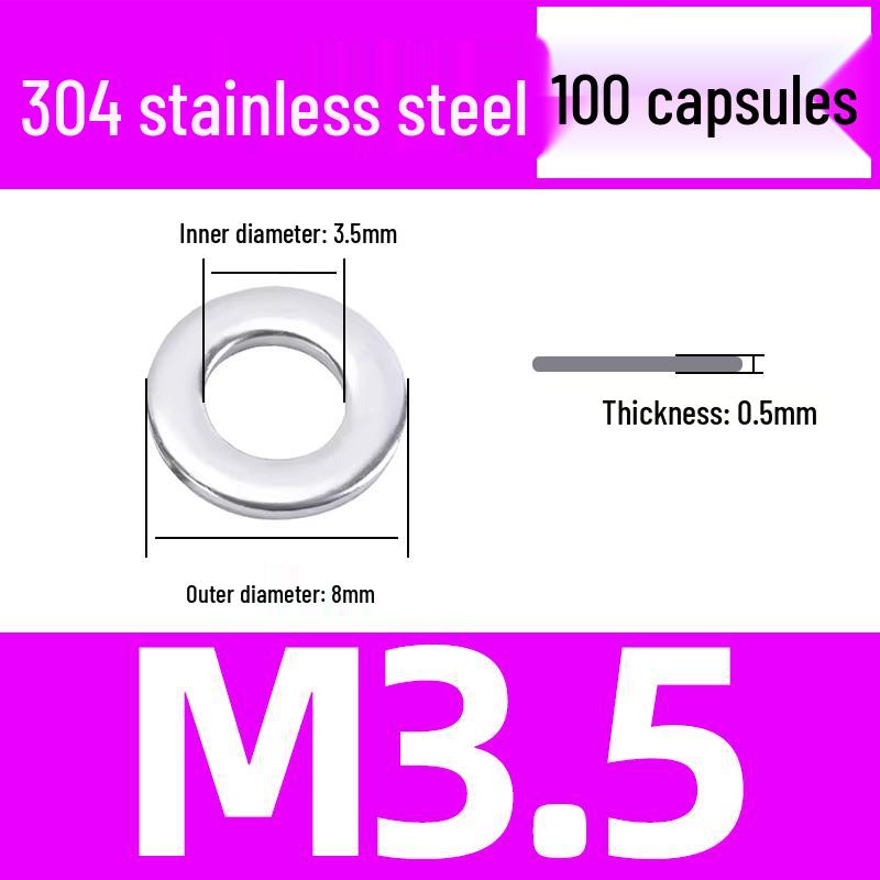 304 Stainless Steel Flat Washer for M1.6-M45 Screws