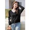 MOCANA Women's Summer Thin Long-Sleeve V-Neck Knit Top MKNJD3726