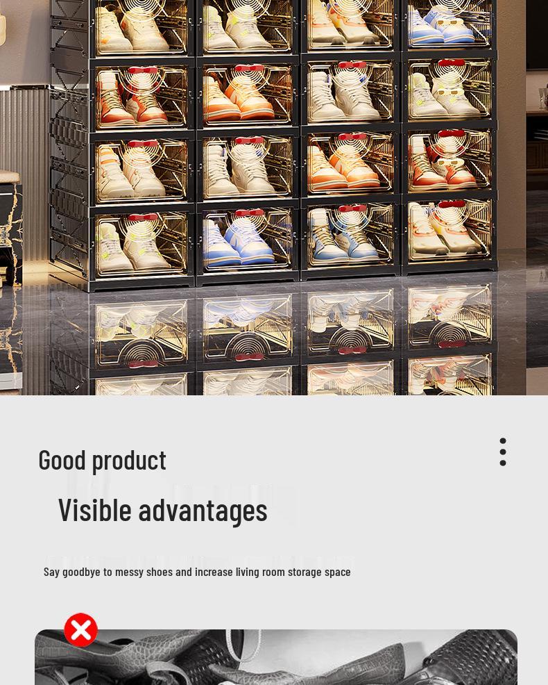 Elegant Foldable Multi-Layer Transparent Shoe Rack: Dustproof Doorway Shoe Storage & Display Cabinet
