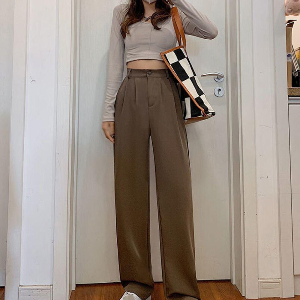 Office Baggy Suit Pants Casual High Waist Pants Fashion Straight Leg Pants  Daily