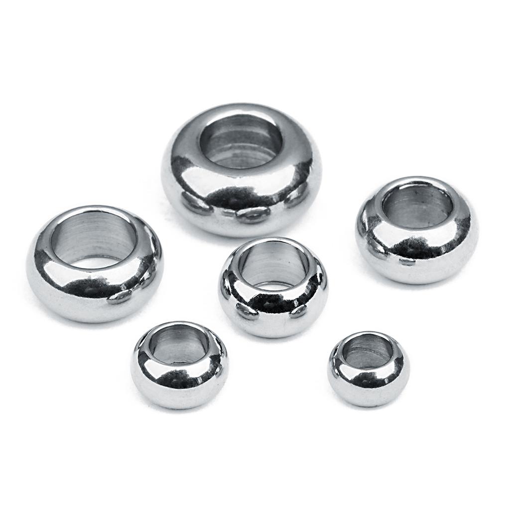 20pcs/lot Stainless Steel Beads Large Hole Round Loose Spacer Beads For Jewelry Making DIY Charms Bracelets Necklace Accessories