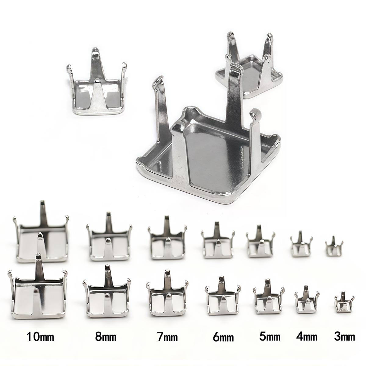 50PCS Stainless Steel Square Blank Claw Setting Earring Base Clasps for Jewelry Making Fancy Rhinestone Crystal Stones Holder 3mm - 50PCS