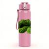 1PC Green Cactus Lips Graphic,750ml Color Plastic Sports Water Bottle,Leakproof Flip Straw Lid,Suitable for Sports Office Home Use