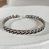 100% Solid 925 Sterling Silver Metal Bracelet for Women Vintage Handmade Simple Retro Chain Heart Bracelet Birthday Gift Party