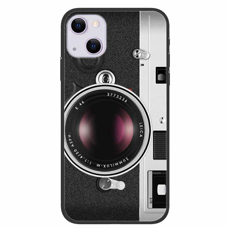 For iPhone 14/14 Plus Case Black Silicone Soft TPU Luxury Flower Animal Back Cover For iPhone 14/14 Plus New Shells for iPhone14