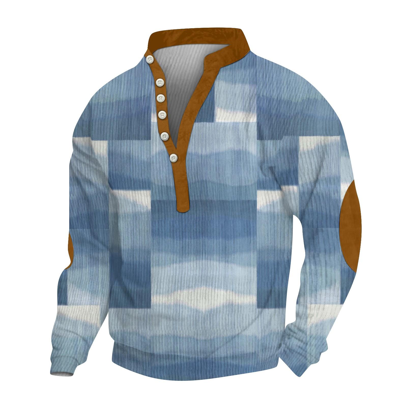 

Мужской вельветовый кардиган с длинными рукавами и шестью пуговицами XL небесно-голубой