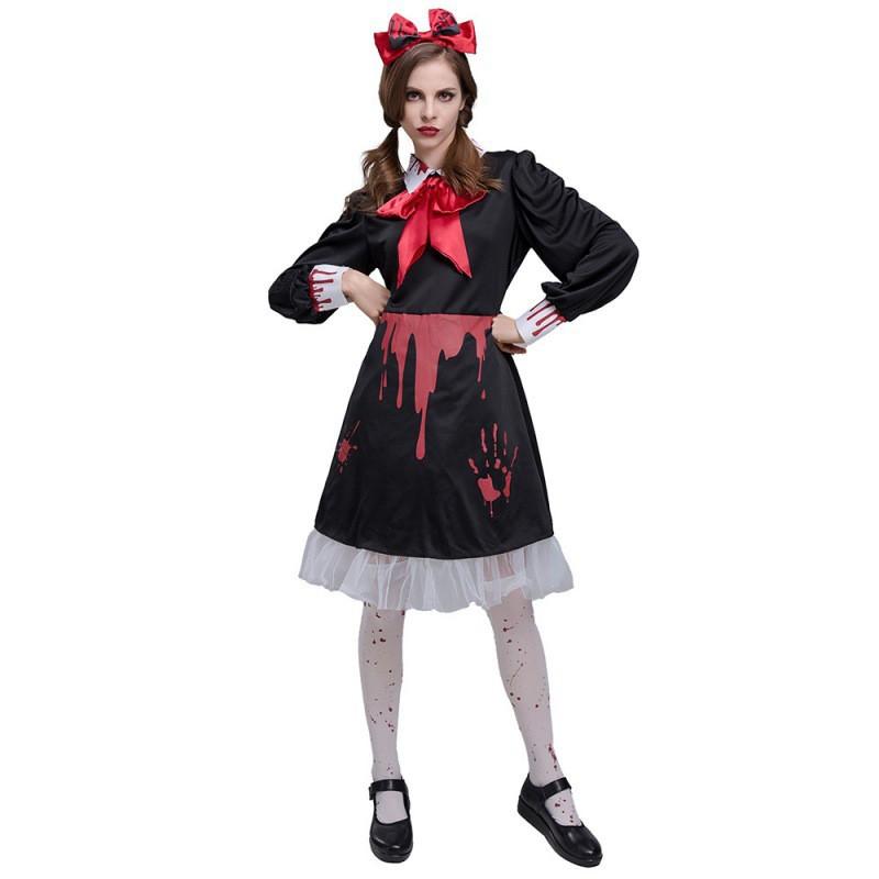 Halloween Horror Maid Costume Bloody Zombie Vampire Dress Cosplay Party Outfit Women 2025