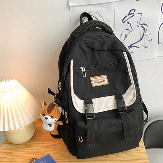 Rucsac din nailon de culoare contrastantă pentru studentă Rucsac de școală ocazional impermeabil, versatil, de mare capacitate