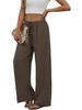 European & American Women's Casual Solid Wide-Leg Beach Pants with Elastic Waist & Pockets