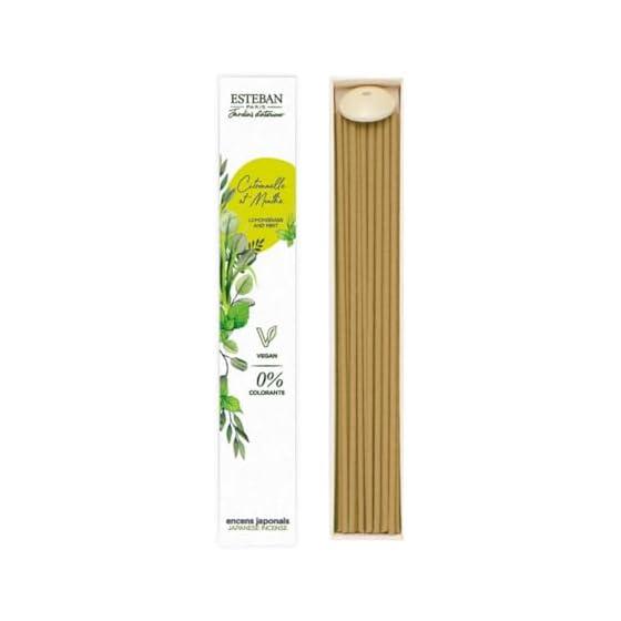 Esteban Interior Garden Lemongrass Mint Sticks 40 Pieces Incense with Incense Holder Made in Japan