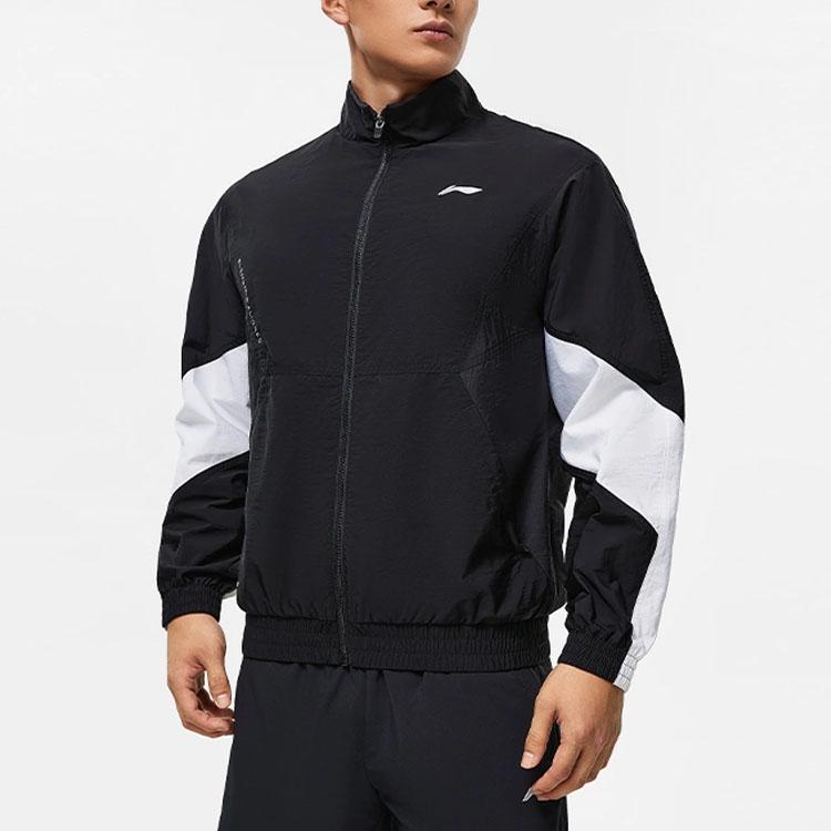 Li-Ning Fitness Series Color Block Sports Jacket Men Jackets Black AFDT385-6