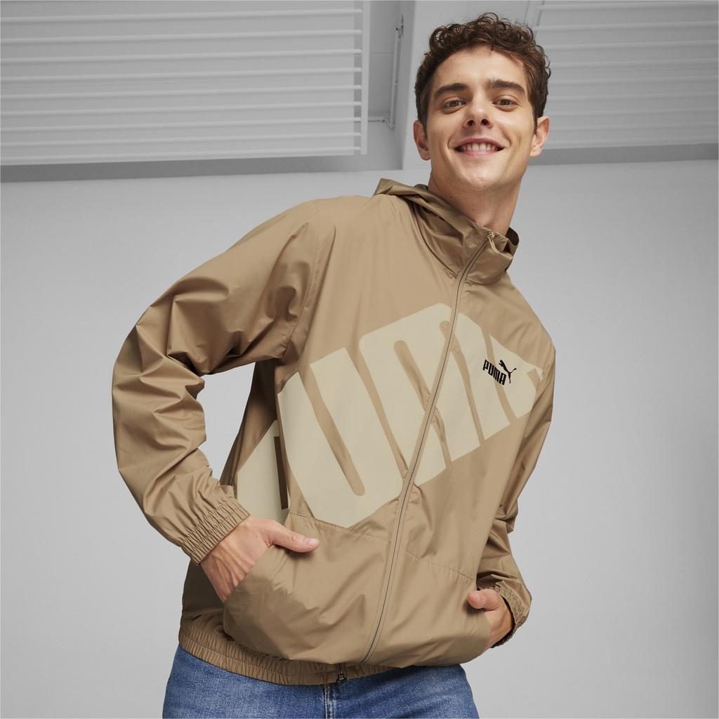 Men's jacket Puma HOODED GRAPHIC WINDBREAKER beige 62383783 r M