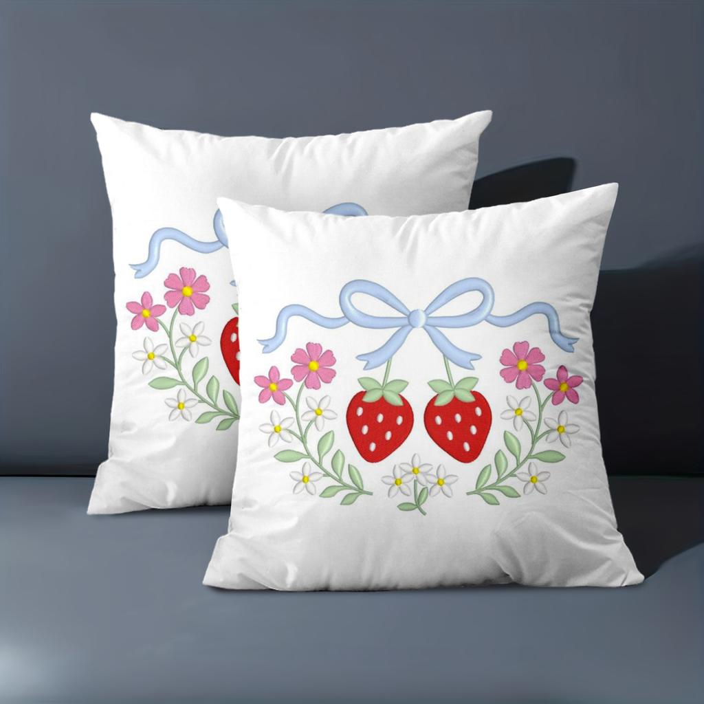 1 Pieces Embroidered Strawberry Floral Pattern Throw Pillow Polyester pillowcase, sofa decorative cushion cov Headboard Pillow