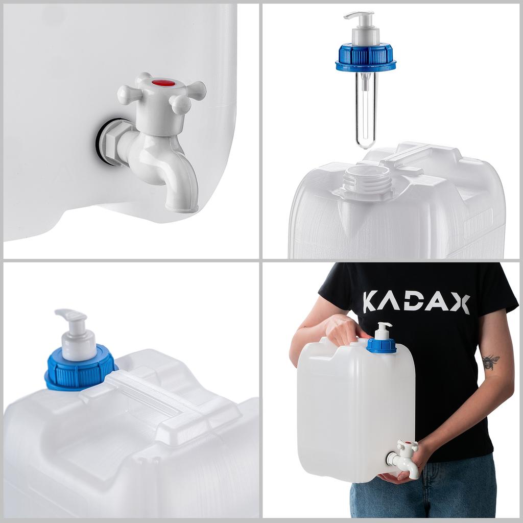 KADAX Kanister für Wasser Waschbecken Behälter Ballon Spender Seife Flüssigkeiten 10L mit Hahn