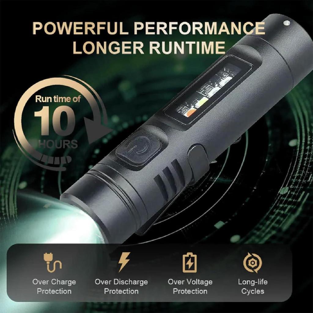 Mini Led Flashlights Rechargeable 1200mAh Battery Multi-Functional Mini Flash Light for Camping for Night Walking Fishing Hiking